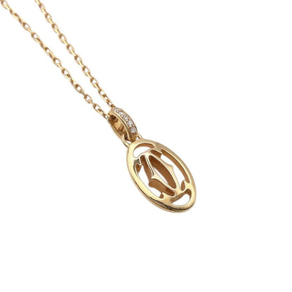 Cartier Logo Double Diamond Necklace 750Pg