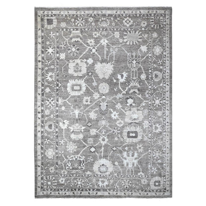 10'2"X14' Nevada Gray Hand Knotted Afghan Angora Oushak Oriental Rug