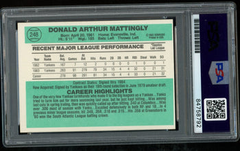 1984 Donruss Don Mattingly #248 Authentic Card