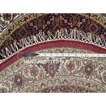 3'4"X3'4" Red Tebraz Design Wool Hand 175 Kpsi Knotted Round Rug