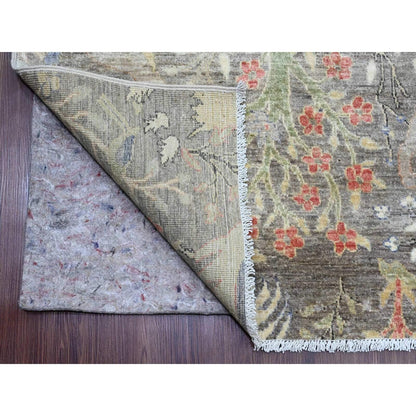 9'1"X11'9" Brown Afghan Peshawar Birds Design Soft Wool Hand Knotted Rug