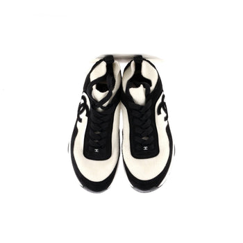 Chanel Women'S Cc Low-Top Sneakers Suede And Knit Fabric