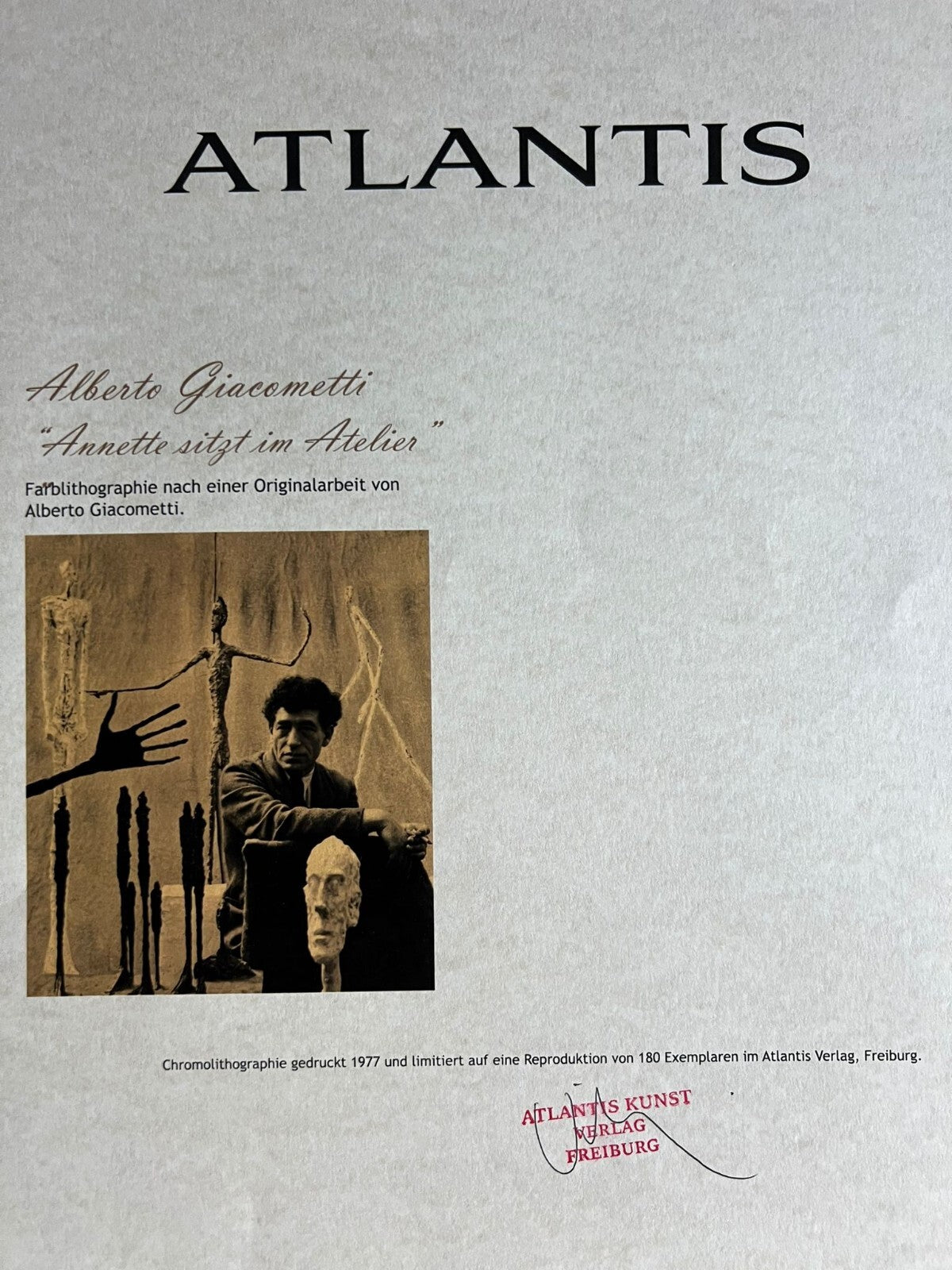 Alberto Giacometti Lithograph Coa Signed Numbered By Hand 180 Ex