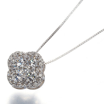 Diamond 0.50Ct Clover Necklace 18K 750 White Gold