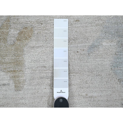 12'X17'4" White Angora Oushak Leaf Design Hand Knotted Wool Oversized Rug