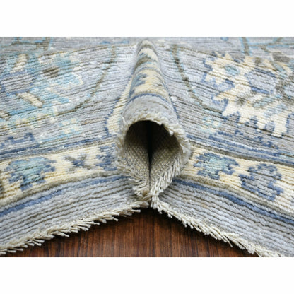 8'1"X10'4" Gray Angora Oushak All Over Motifs Wool Hand Knotted Rug