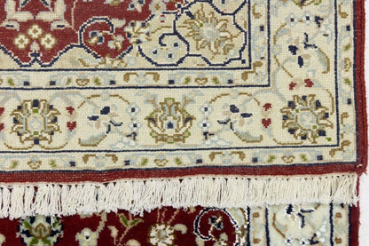 Handmade Indo-Nain Oriental Rug Classic Red