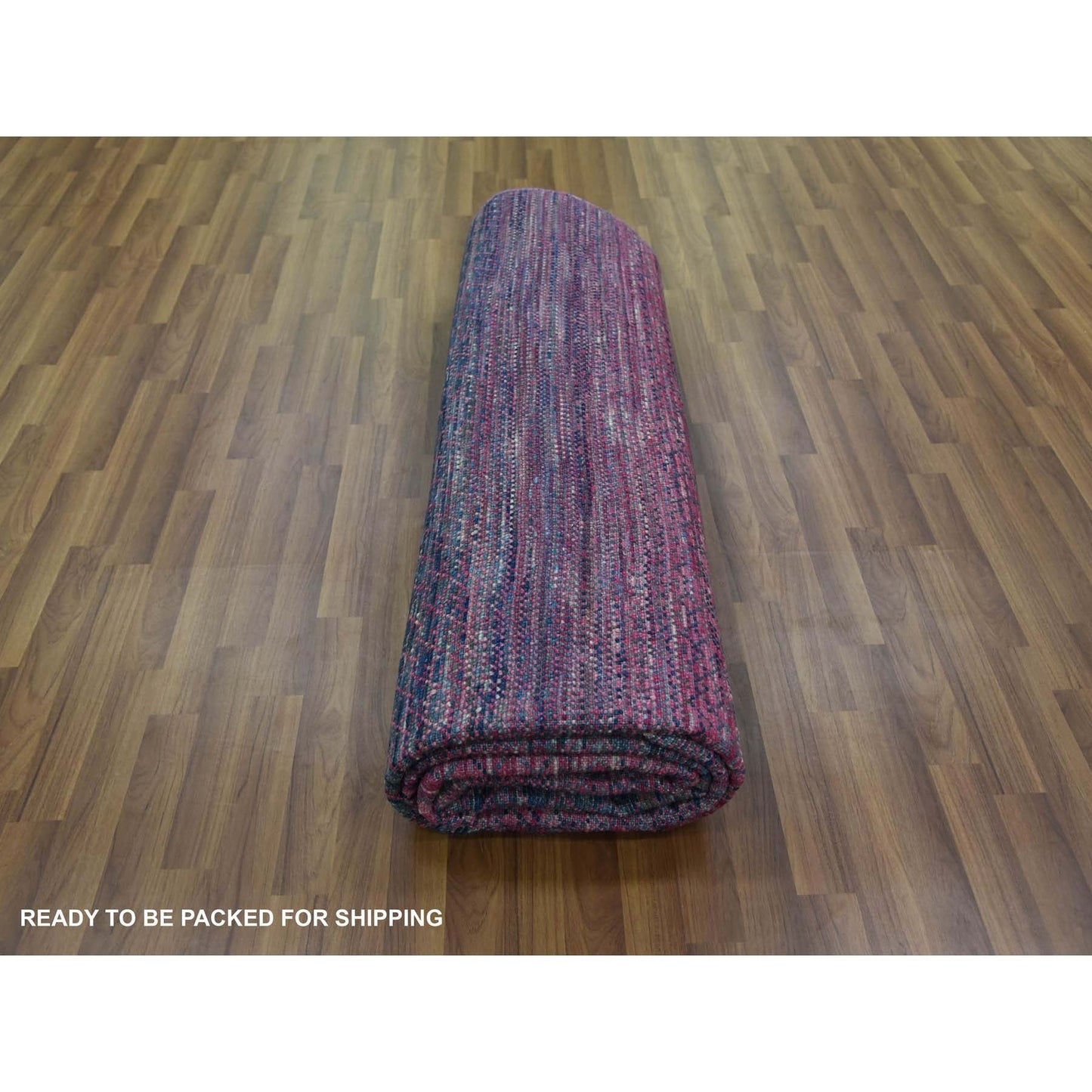 8'1"X10'2" Pink Pure Wool Hand Knotted Modern Chiaroscuro Collection Rug