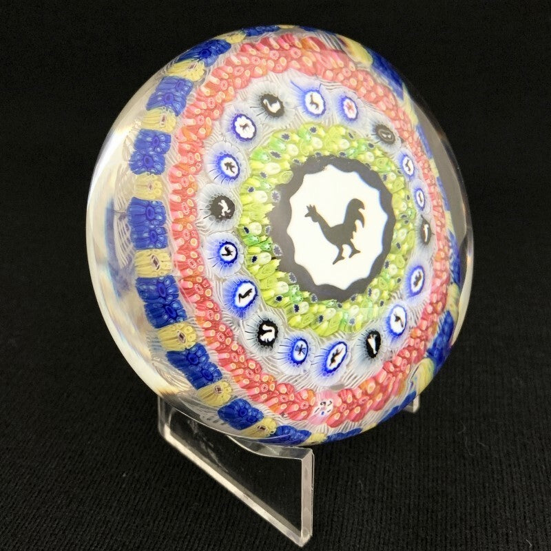 Antique Baccarat Crystal Paperweight 1971 Millefiori Blue Glass Big Size Bird