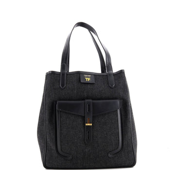 Tom Ford T Twist Tote Denim With Leather Large