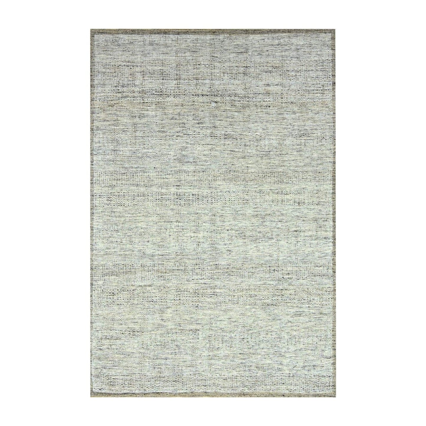 6'1"X9' Brown Pure Wool Rug Hand Knotted Oxidized Grass Design Oriental