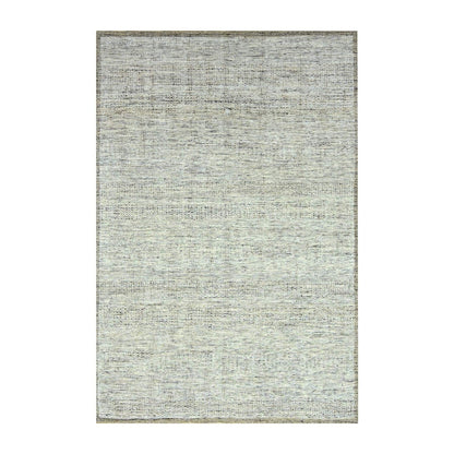 6'1"X9' Brown Pure Wool Rug Hand Knotted Oxidized Grass Design Oriental