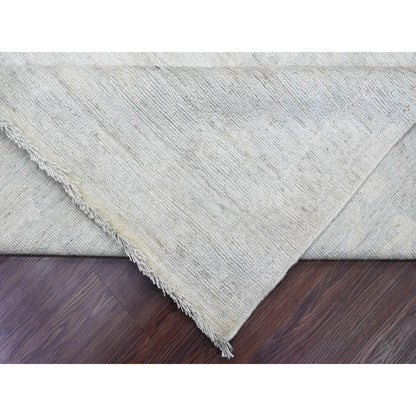 9'10"X13'9" Gray Afghan Angora Oushak Leaf Design Hand Knotted Wool Rug