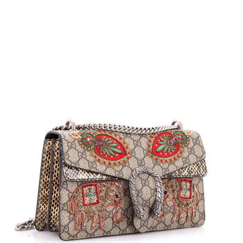 Gucci Dionysus Bag Embroidered Gg Coated Canvas With Python Small