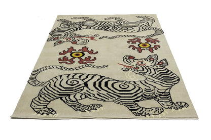 Nepali Tiger Oriental Rug Wool Tribal Modern
