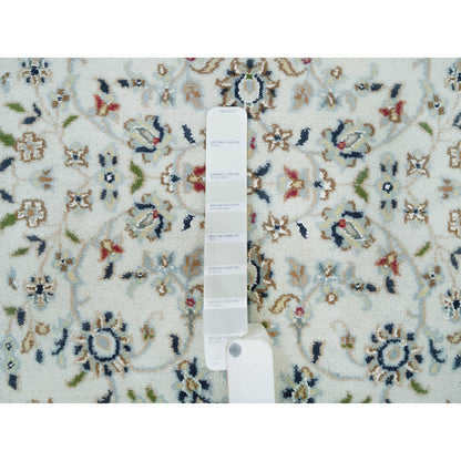 2'6"X8'2" White Hand Knotted Nain Design 250 Kpsi Organic Wool Runner Rug