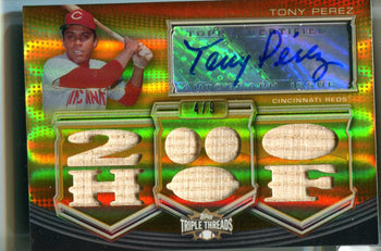 Tony Perez 2010 Topps Triple Threads Gold Autographed Card #4/9