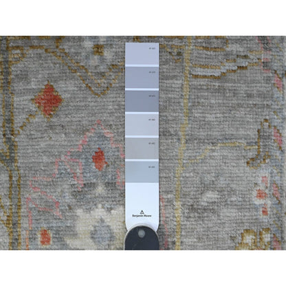 3'X8' Spanish Gray Hand Knotted Angora Oushak Afghan Runner Oriental Rug