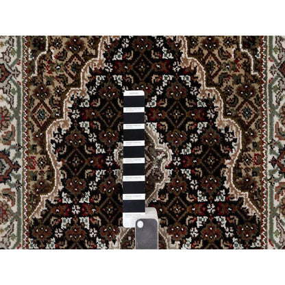 2'4"X4'9" Black Tebraz Mahi With Medallion Design Wool Rug Hand Knotted