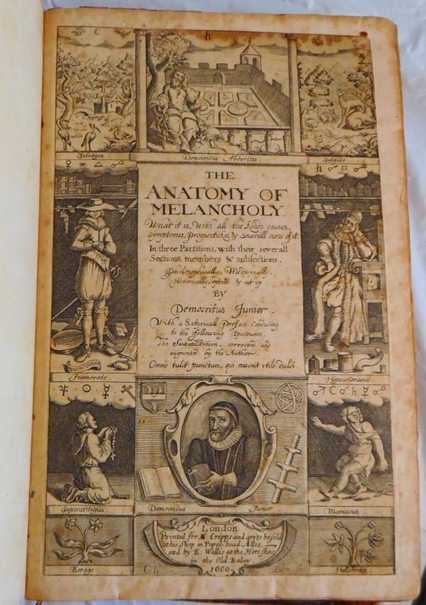 Robert Burton Anatomy Of Melancholy 1660 7Th Edition Folio Engraved Title Rare