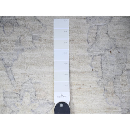 11'8"X15' Dove White Wool White Wash Peshawar Hand Knotted Oversized Rug