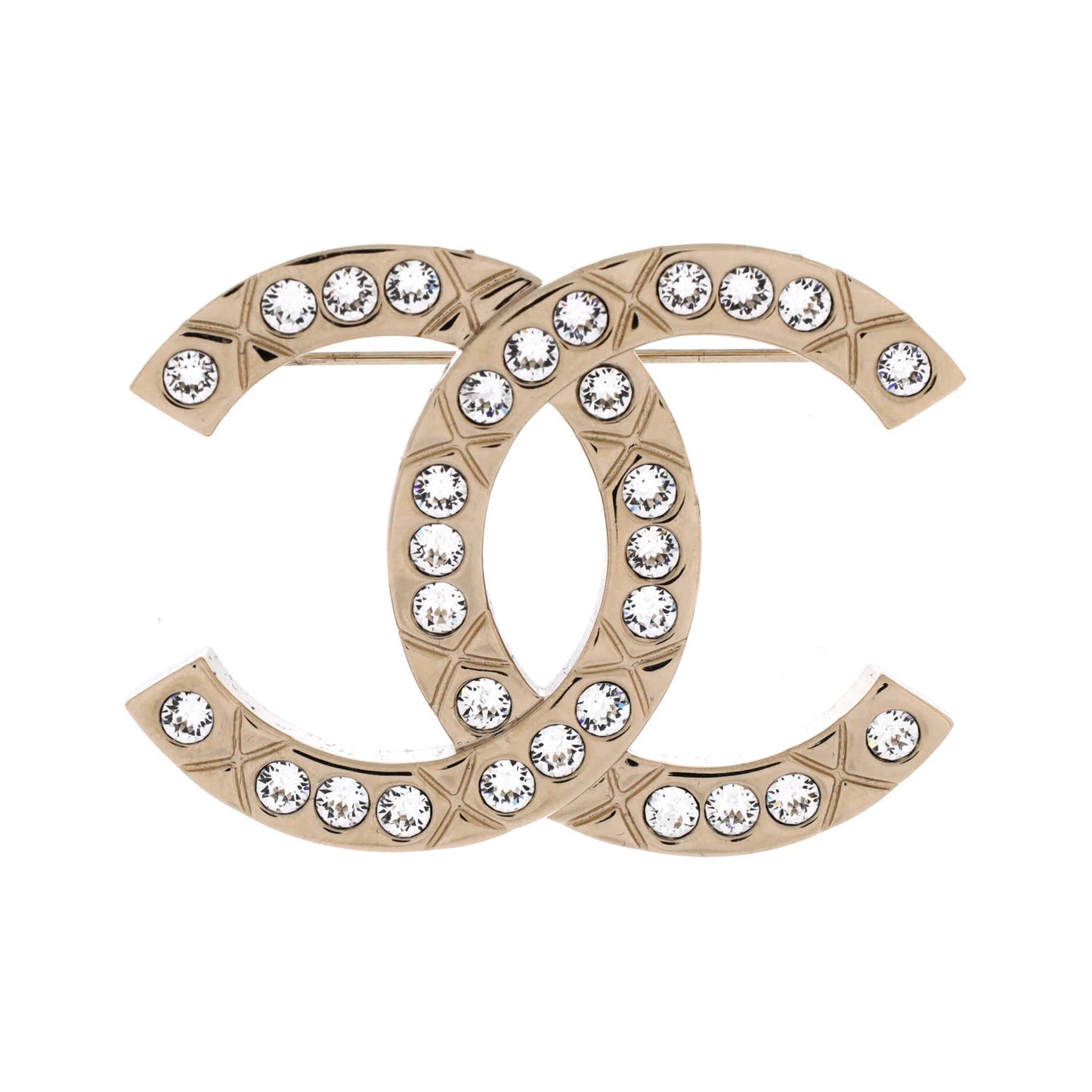 Chanel Cc Brooch Metal With Crystals
