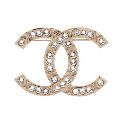 Chanel Cc Brooch Metal With Crystals