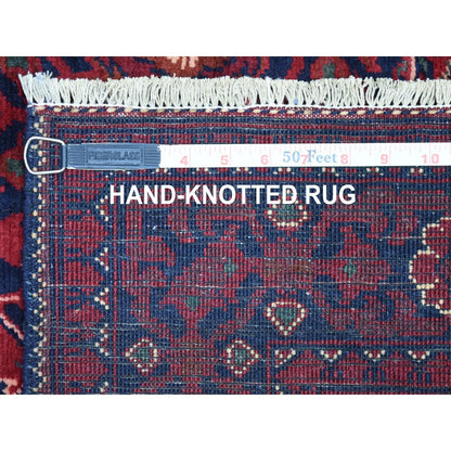 3'3"X4'10" Hand Made Saturated Red Wool Afghan Khamyab Tribal Design Rug