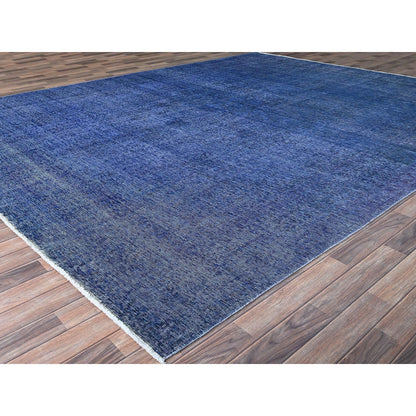 10'X12'7" Blue Hand Knotted Vintage Zoroastrian Tebraz Wool Oriental Rug