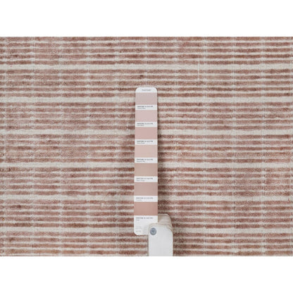 10'1"X14' Pink Pure Wool Modern Plain Decor Box Design Loomed Knotted Rug