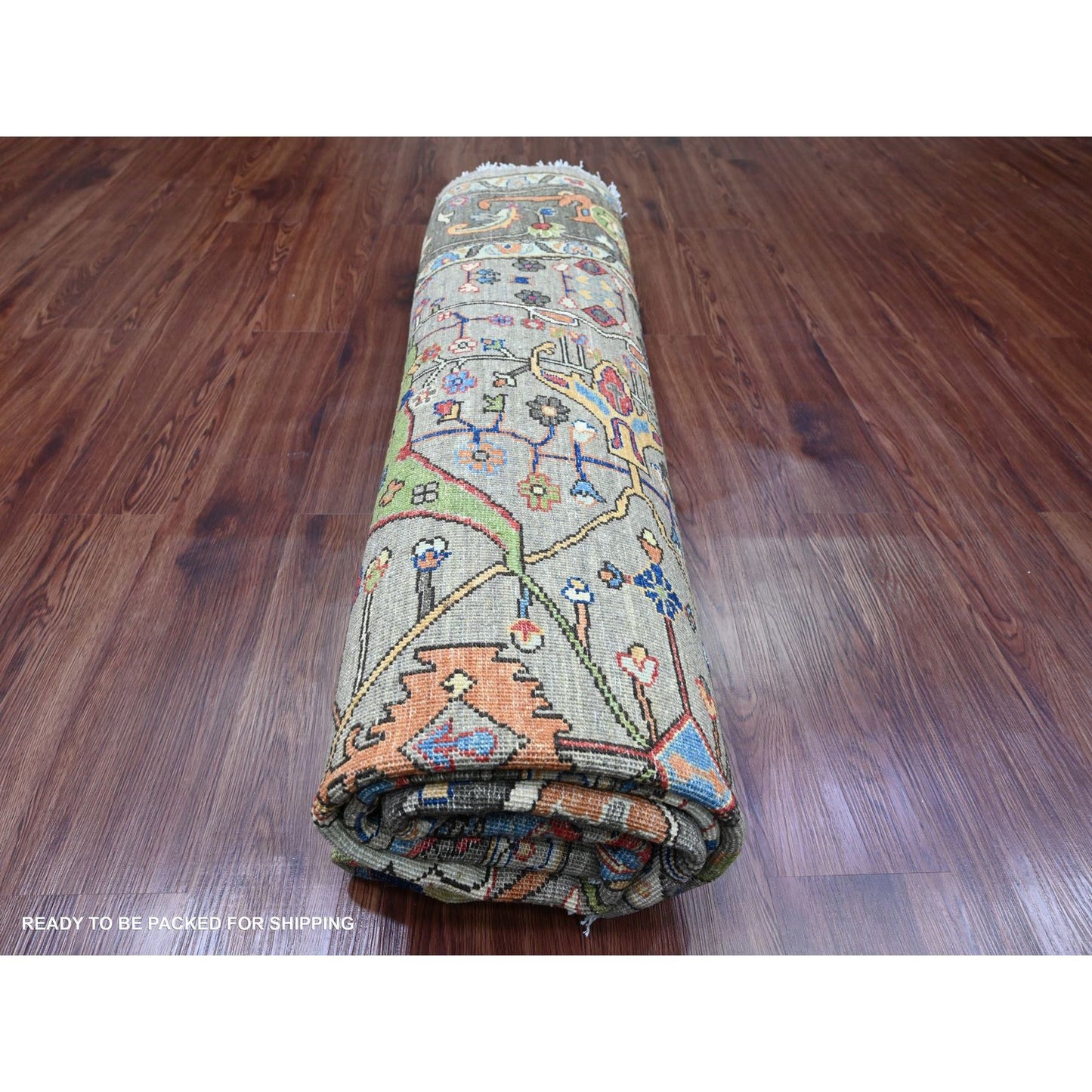 8'X8' Gray Bijar Garus Design Aryana Grade Hand Knotted Wool Round Rug