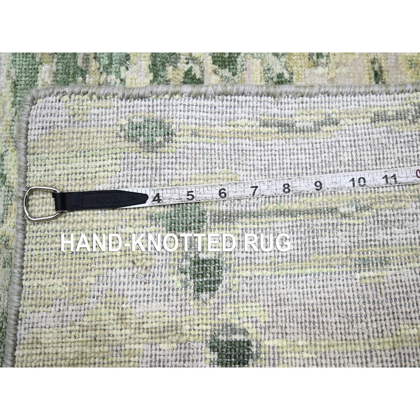 2'1"X3' Vineyard Green Crocodile Safari Design 100% Silk Hand Knotted Rug