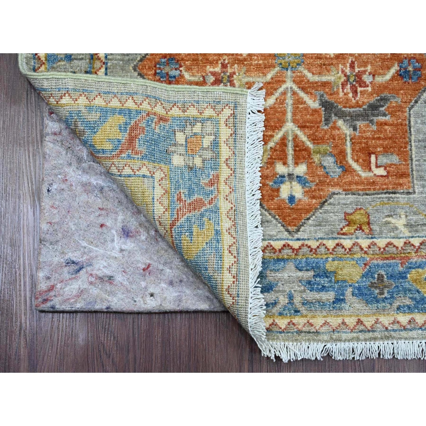 2'7"X10'2" Gray Caucasian Akstafa Design Hand Knotted All Wool Runner Rug