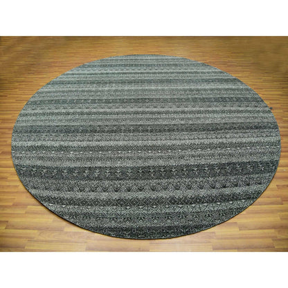 12'X12' Graphite Gray Hand Knotted Kohinoor Herrita All Wool Round Rug