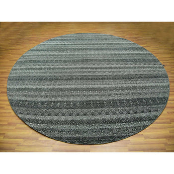 12'X12' Graphite Gray Hand Knotted Kohinoor Herrita All Wool Round Rug