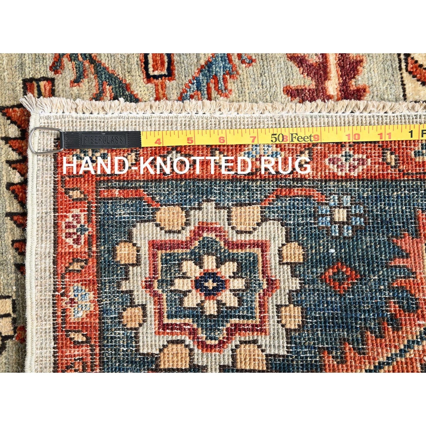 5'X7' Light Green Heris All Over Design Aryana Grade Hand Knotted Wool Rug