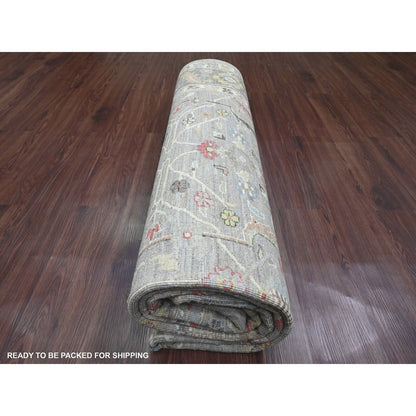 8'X9'9" Brown Peshawar Heris All Over Design Pure Wool Hand Knotted Rug