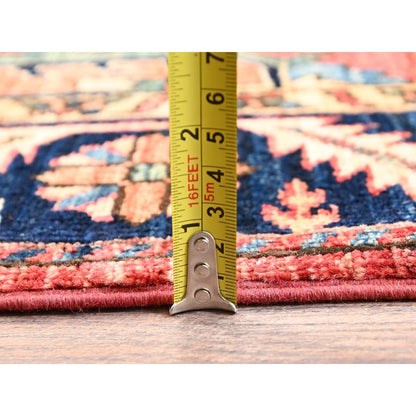 3'10"X13'7" Red Heris All Over Design Wool Hand Knotted Runner Oriental Rug