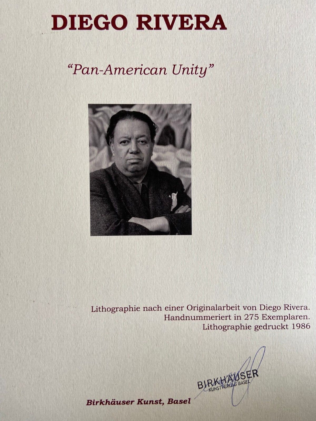 Diego Rivera Lithograph Coa Numbered A Hand