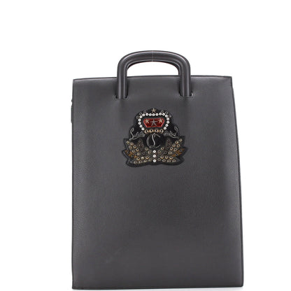 Christian Louboutin Trictrac Portfolio Bag Embroidered Studded Leather Large