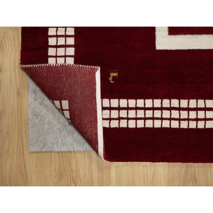 8'X10'1" Sangria Red Modern Hand Knotted Lori Buft Gabbeh Soft Wool Rug