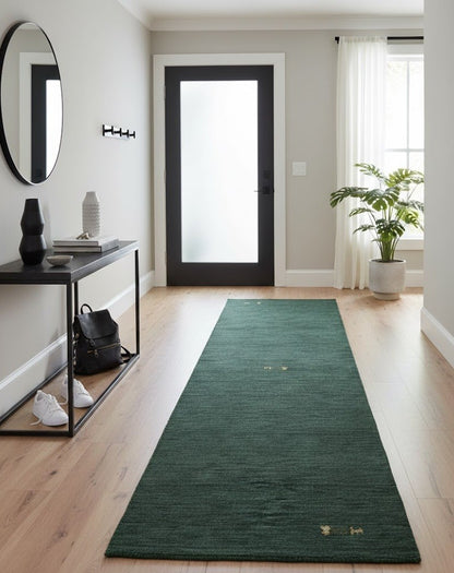 Pictorial Dark Green Tribal 3X12 Gabbeh Modern Runner Rug Kitchen Hallway Carpet