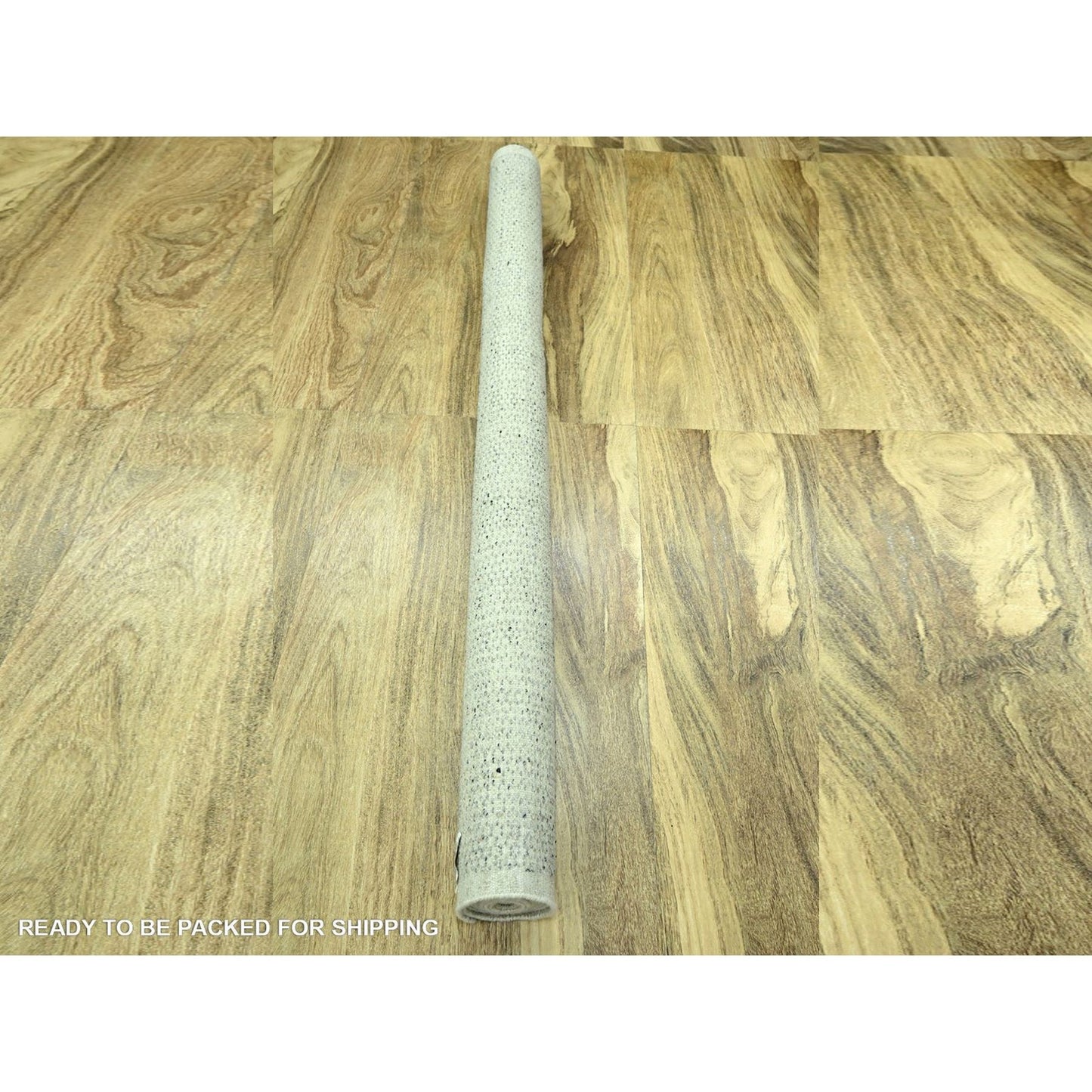 6'1"X9' Gray Natural Wool Rug Hand Knotted Oxidized Grass Design Oriental