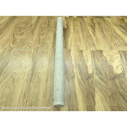 6'1"X9' Gray Natural Wool Rug Hand Knotted Oxidized Grass Design Oriental