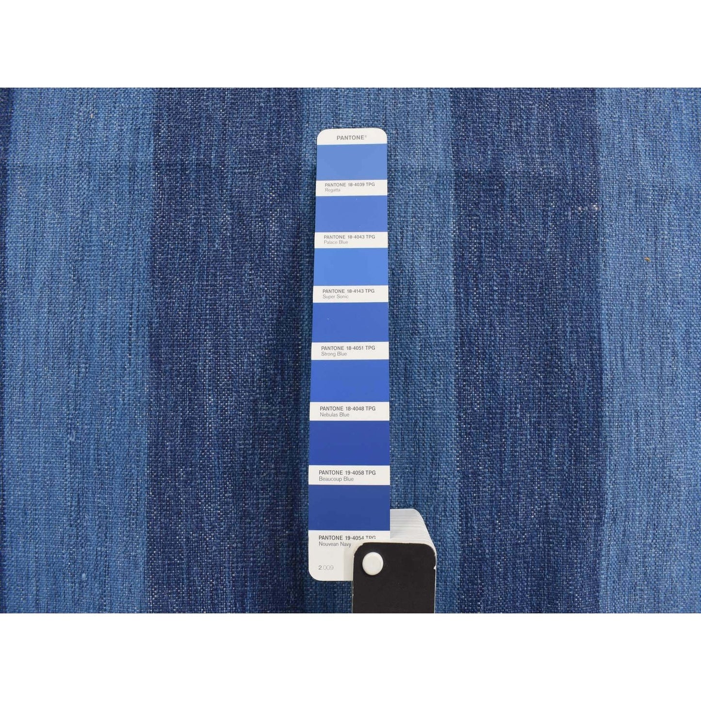 6'X9'3" Blue Pure Cotton Durie Kilim Flat Weave Hand Woven Reversible Rug