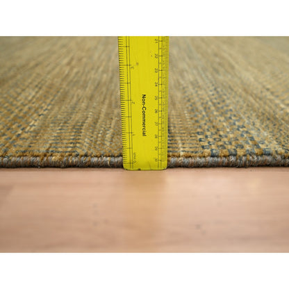 2'8"X8' Almond Brown Hand Knotted Grass Design Wool And Silk Runner Rug