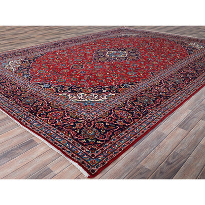 9'5"X13' Red Hand Knotted Wool Vintage Zoroastrian Kishoon Secured Rug