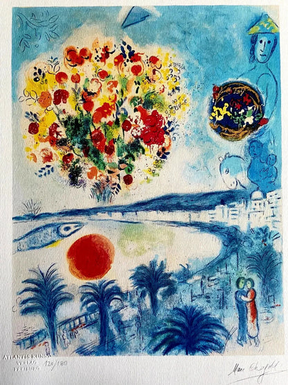 Marc Chagall Lithograph (Coa Original Hand-Signed In Pen) Hand-Numbered Crayon