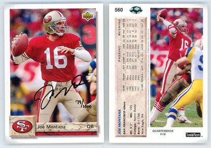 Joe Montana Autographed 1992 Upper Deck Card (Uda)