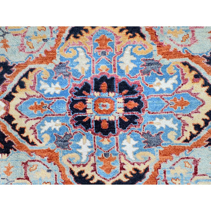 9'2"X11'8" Pink Seeripe Heris Wool Hand Knotted Denser Weave Oriental Rug